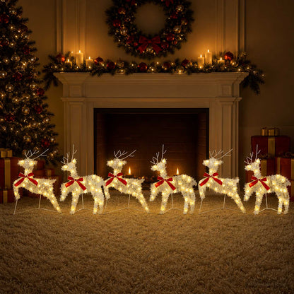 Christmas Reindeer 80 LEDs 43 x 19 x 65 cm Iridescent tinsel 6 Warm white