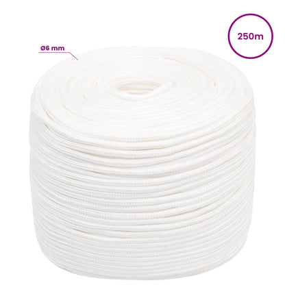 Multipurpose Utility Rope PP 240 kg Max Load Length 250 m White 6 mm