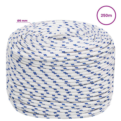 Multipurpose Utility Rope PP Length 250 m White and Blue 6 mm