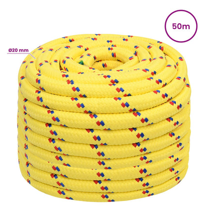 Multipurpose Utility Rope PP 930 kg Max Load Length 50 m Yellow 20 mm