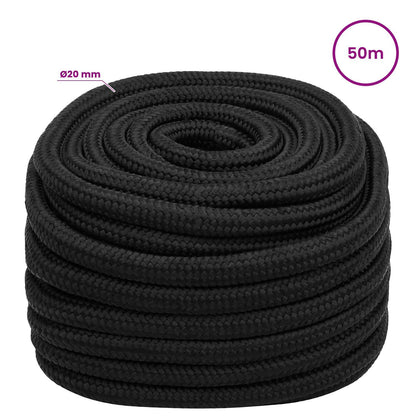 Multipurpose Utility Rope PP 930 kg Max Load Length 50 m Black 20 mm