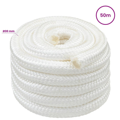 Multipurpose Utility Rope PP 27 kg Max Load Length 50 m White 30 mm