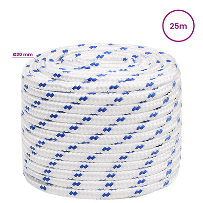 Multipurpose Utility Rope PP Length 25 m White and Blue 20 mm