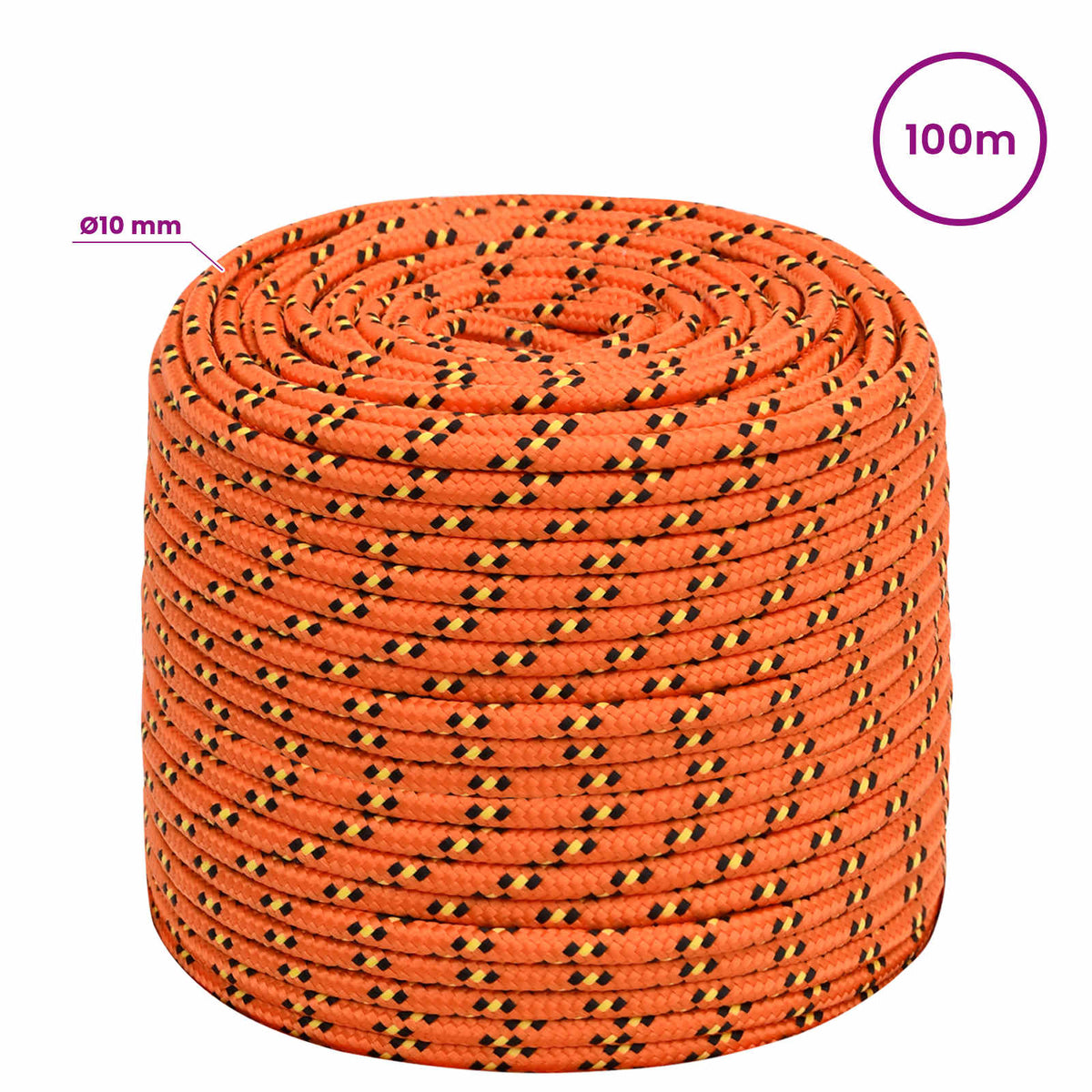 Multipurpose Utility Rope PP Length 100 m Orange 10 mm