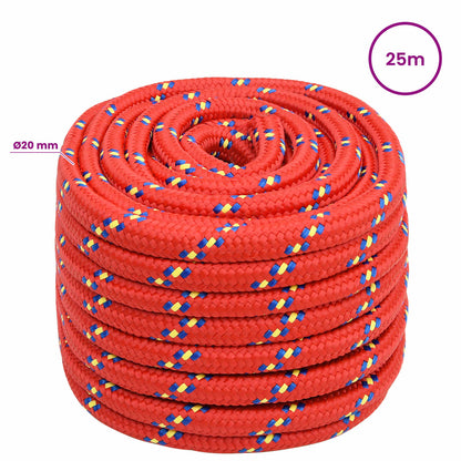 Multipurpose Utility Rope PP 27 kg Max Load Length 25 m Red 20 mm