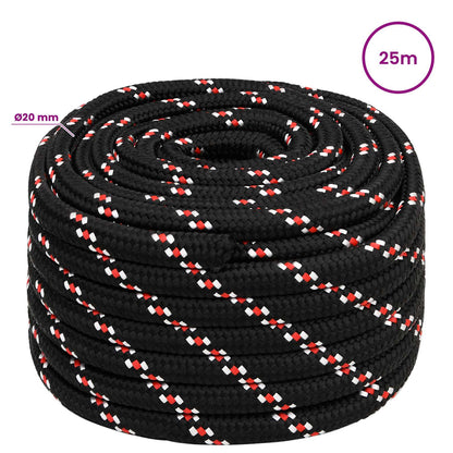 Multipurpose Utility Rope PP Length 25 m Black and Red 20 mm