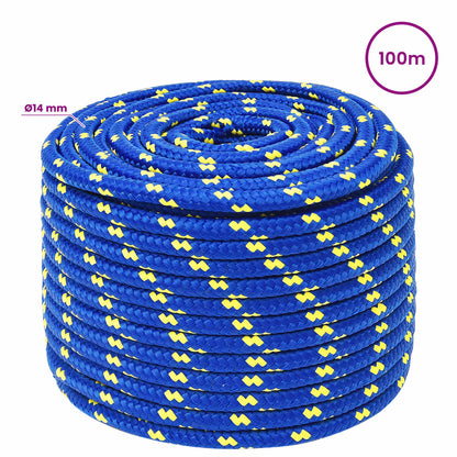 Multipurpose Utility Rope PP 27 kg Max Load Length 100 m Blue 14 mm