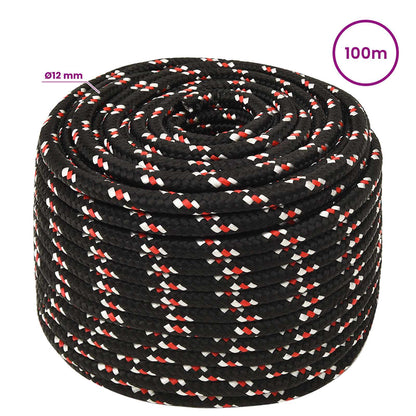 Multipurpose Utility Rope PP Length 100 m Black and Red 12 mm