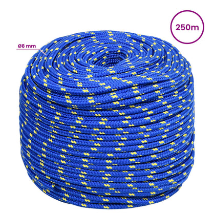 Multipurpose Utility Rope PP 27 kg Max Load Length 250 m Blue 8 mm
