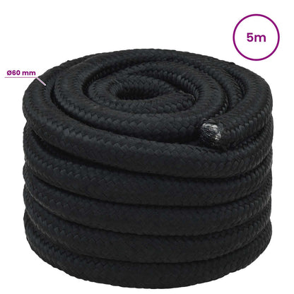 Multipurpose Utility Rope PP 21600 kg Max Load Length 5 m 60 mm Black