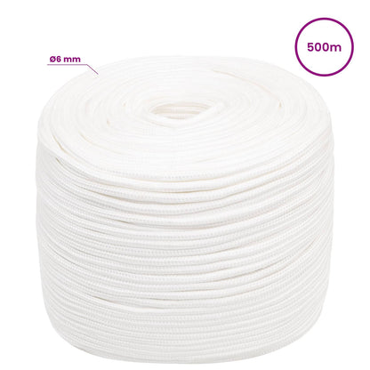 Multipurpose Utility Rope PP 240 kg Max Load Length 500 m 6 mm White