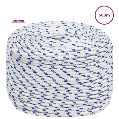 Multipurpose Utility Rope PP 645 kg Max Load Length 500 m 10 mm White and blue