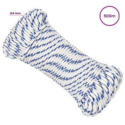 Multipurpose Utility Rope PP 105 kg Max Load Length 500 m 4 mm White and blue
