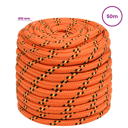 Multipurpose Utility Rope PP 27 kg Max Load Length 50 m Orange 16 mm