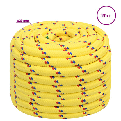 Multipurpose Utility Rope PP 27 kg Max Load Length 25 m Yellow 20 mm