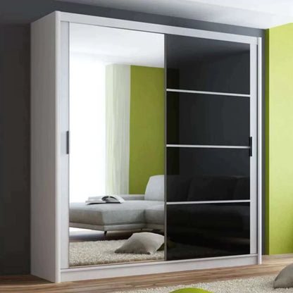 Highland Sliding Door Mirrored 203cm Wardrobe - White, Black