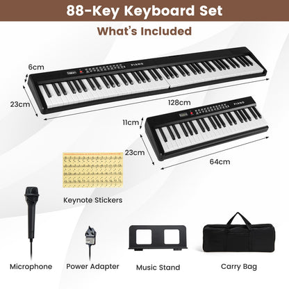 88 Key Foldable Electric Keyboard Piano for Kids Adults Beginners-Black