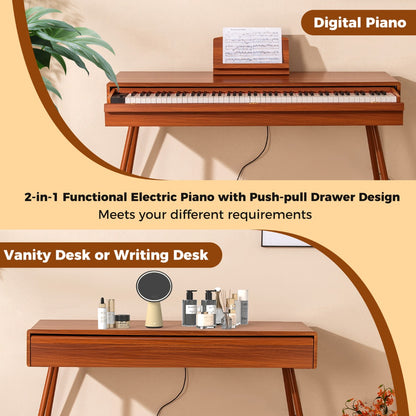 88-Key Graded Hammer Action Weighted Keyboard Full-size Electric Piano-Brown