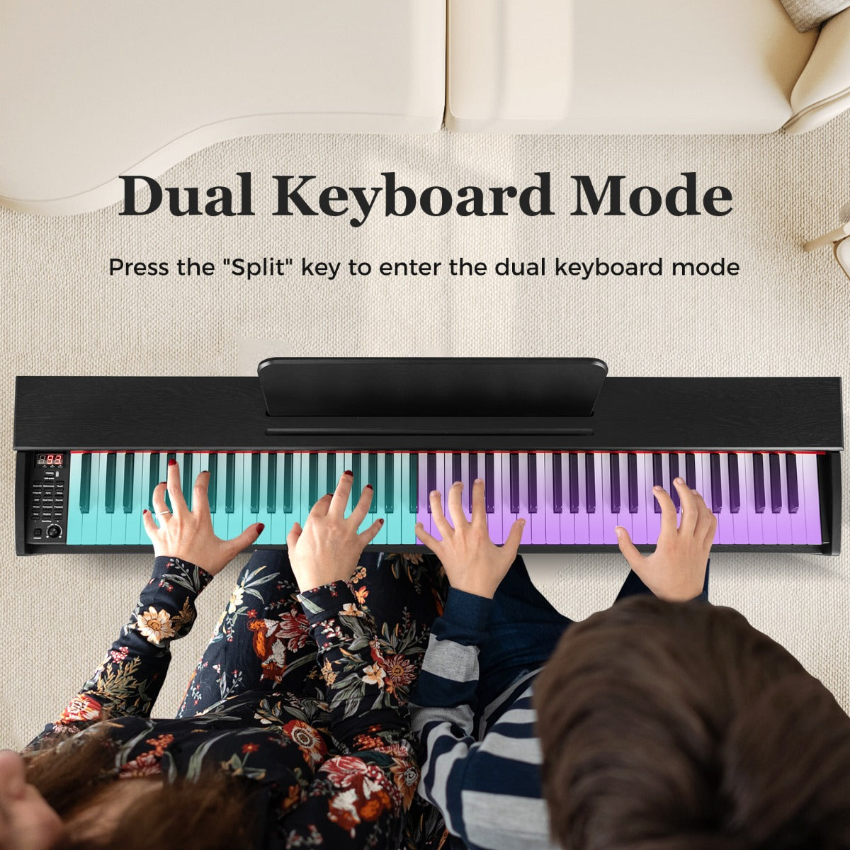 88-Key Hammer Action Weighted Keyboard Upright Digital Piano for Beginners-Black