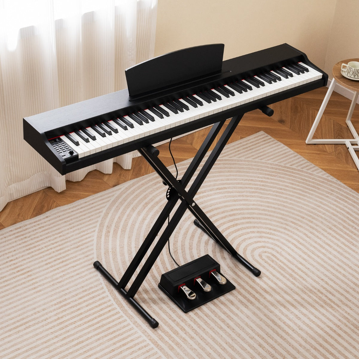 88-Key Keyboard Piano Set Full Size Semi-weighted Digital Piano-Black