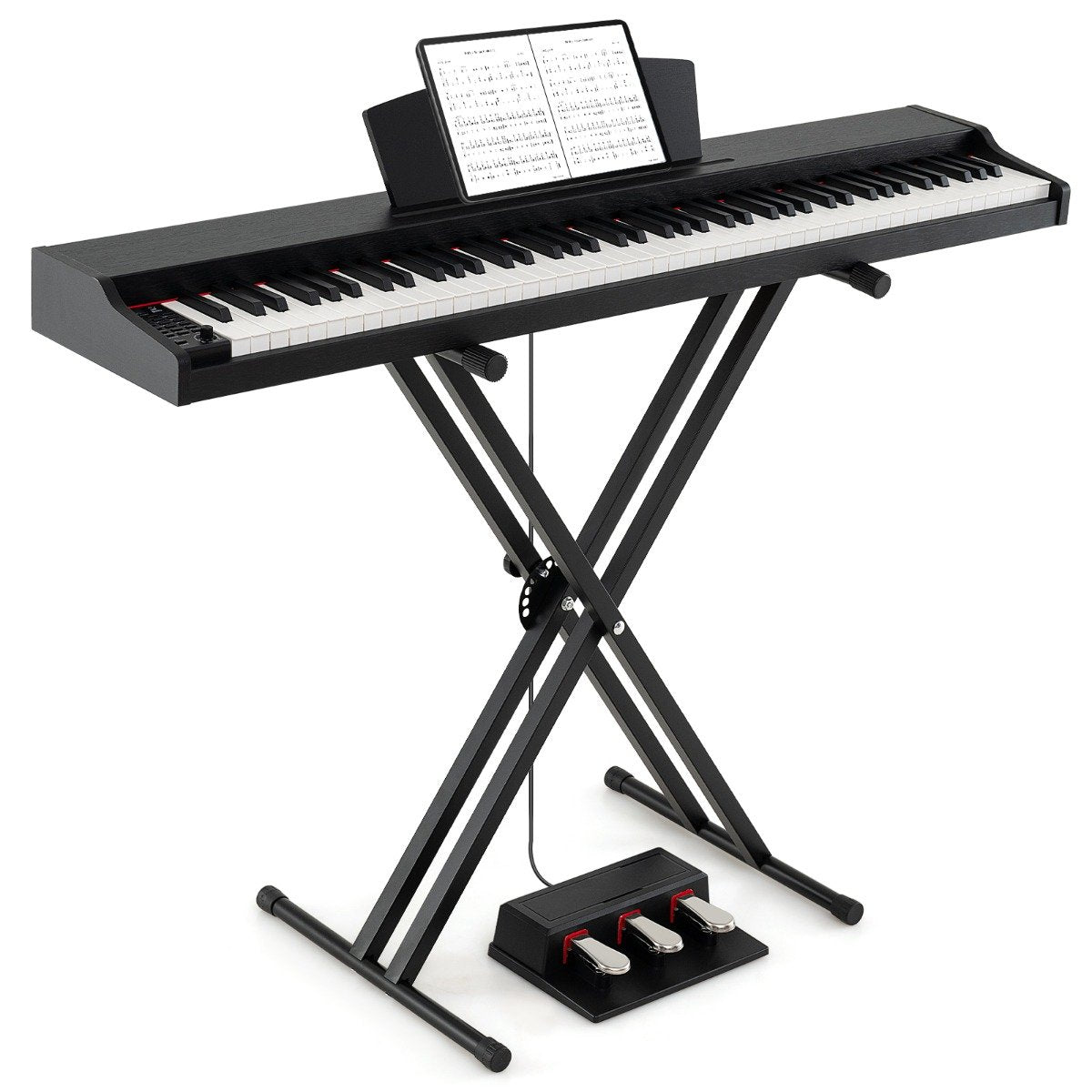 88-Key Keyboard Piano Set Full Size Semi-weighted Digital Piano-Black