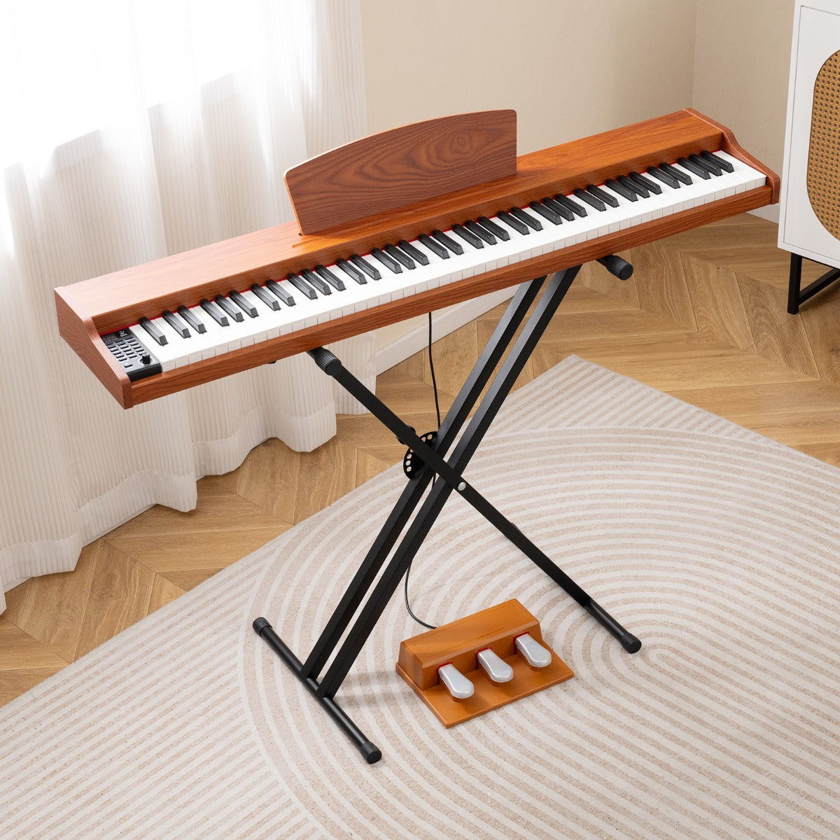 88-Key Keyboard Piano Set Full Size Semi-weighted Digital Piano-Brown