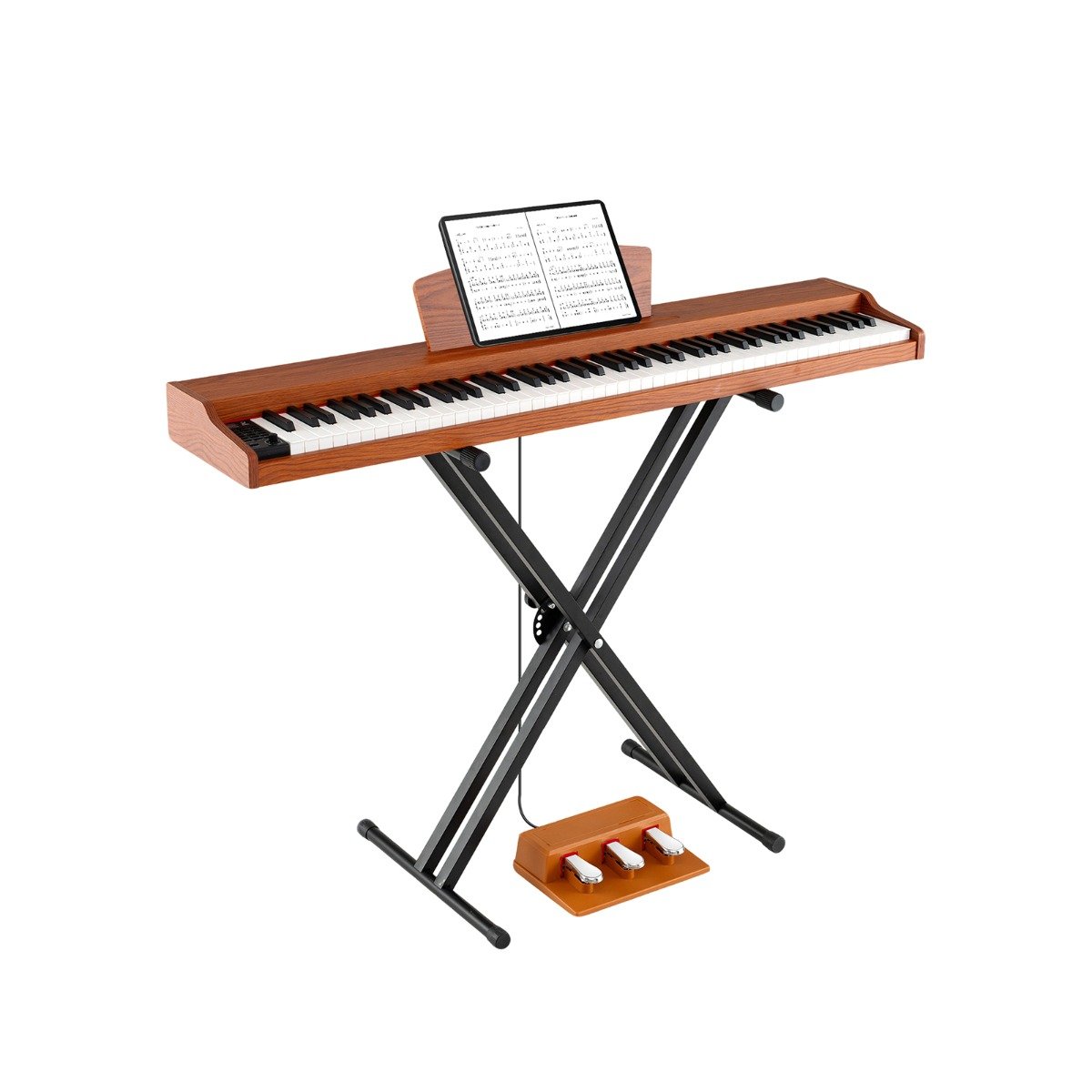 88-Key Keyboard Piano Set Full Size Semi-weighted Digital Piano-Brown