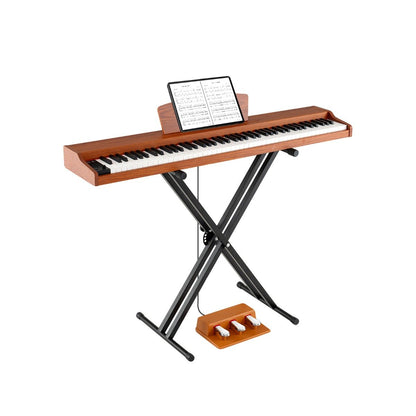 88-Key Keyboard Piano Set Full Size Semi-weighted Digital Piano-Brown