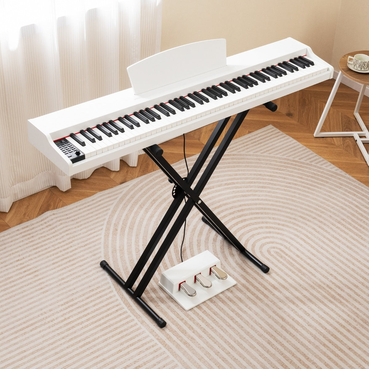 88-Key Keyboard Piano Set Full Size Semi-weighted Digital Piano-White