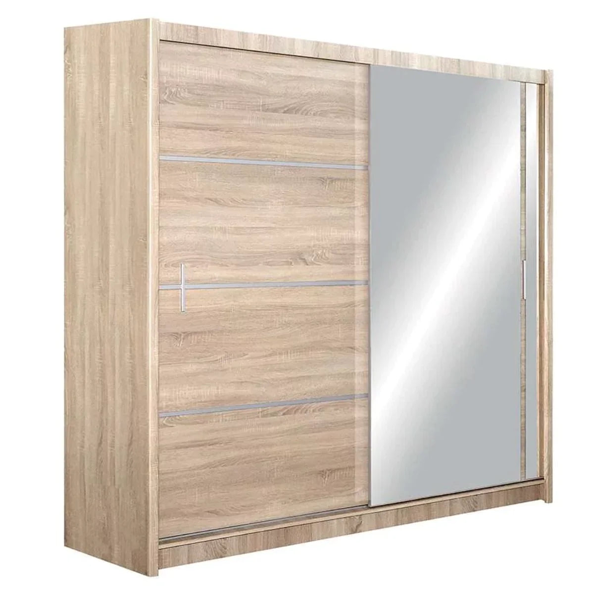 Broadland Sliding Door 203cm Wardrobe with Mirror - White, Black, Sonoma