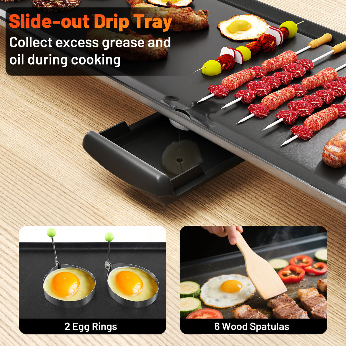89 × 22cm Electric Extra Large Teppanyaki Grill with Adjustable Temperature