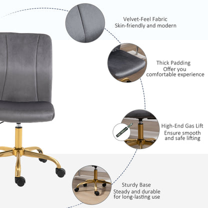 Vinsetto Velvet Cover Ergonomic Office Chair w/ 360° Swivel Wheels and Height Adjustable