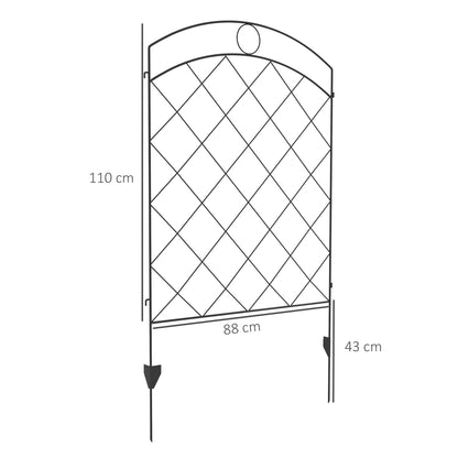 Outsunny Decorative Garden Fencing, 43in x 11.4ft Outdoor Picket Fence Panels, 8 Pieces Rustproof Steel Wire Flower Bed Border Edging - Black