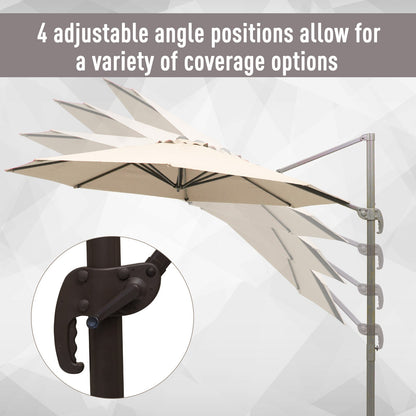 3 Metre Banana Parasol Hanging Cantilever Umbrella W/ Cross Base Hand Crank Aluminium Frame 360°Rotation Hand Crank-Beige