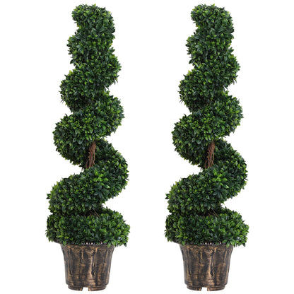 Outsunny Set of 2 Artificial Plants White Rose Floral in Pot, Fake Plants for Home Indoor Decor, 90cm, Yellow