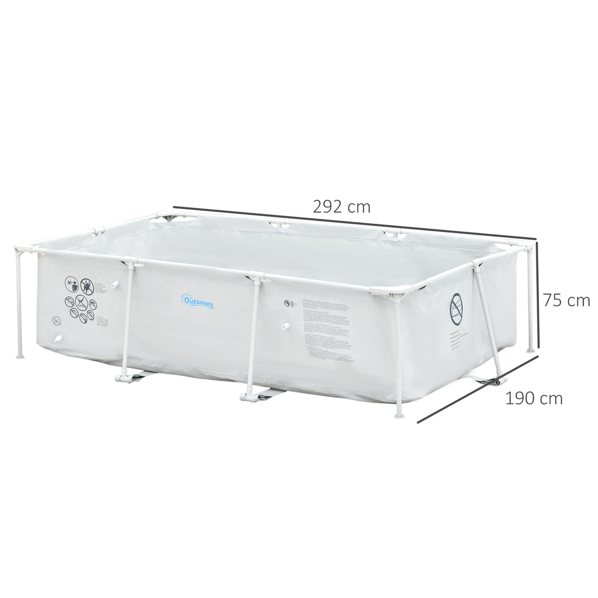 Outsunny Steel Frame Pool with Filter Pump, Filter Cartridge, Rust Resistant Above Ground Swimming Pool, Grey