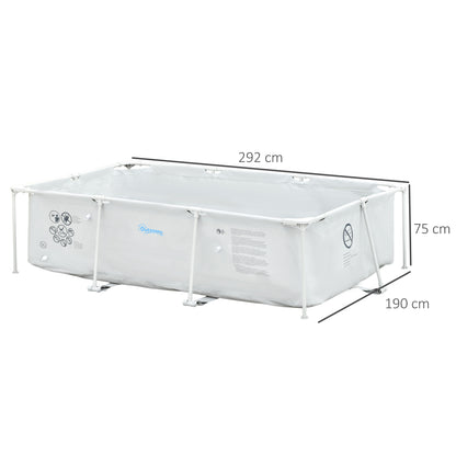 Outsunny Steel Frame Pool with Filter Pump, Filter Cartridge, Rust Resistant Above Ground Swimming Pool, Grey