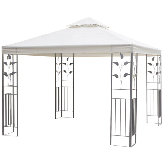 Outsunny Outdoor Steel Gazebo with 2 Tier Roof in Cream