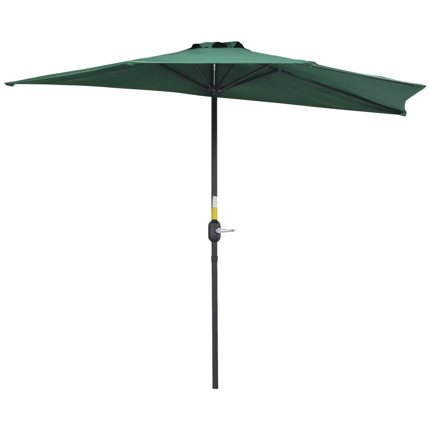 Outsunny 2.7m Garden Half Parasol, Outdoor Balcony Umbrella with 5 Steel Ribs, Patio Sun Shade, Green