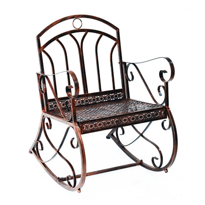 Outsunny 1 Seater Metal Single Garden Outdoor Rocking Chair Vintage Style Bronze