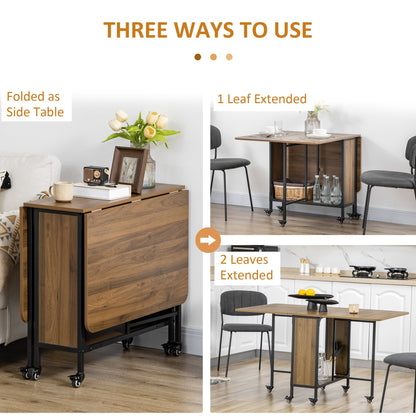 HOMCOM Six-Person Drop Leaf Dining Table - Brown/Black