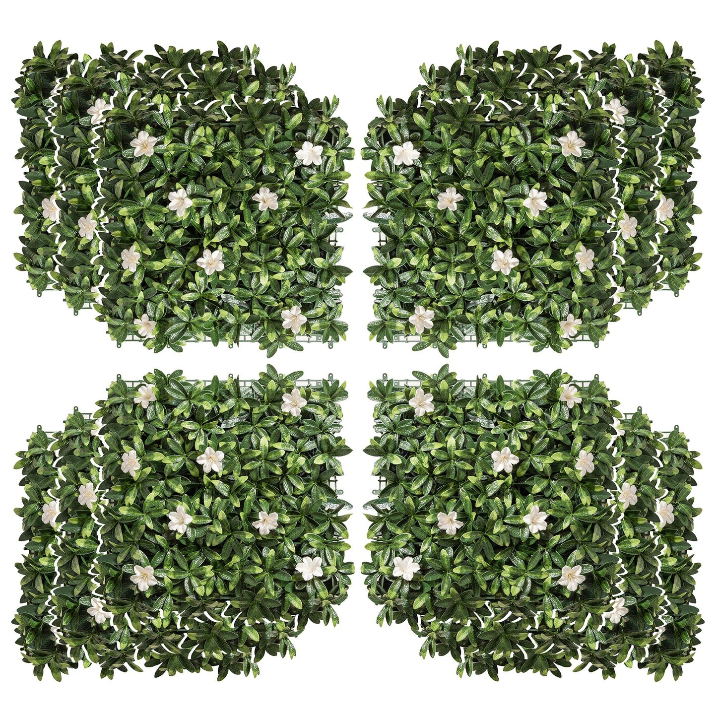Outsunny 12PCS Artificial Boxwood Wall Panels 50cm x 50cm Rhododendron Privacy Fence Screen Faux Hedge Greenery Backdrop for Home Garden Backyard Balcony