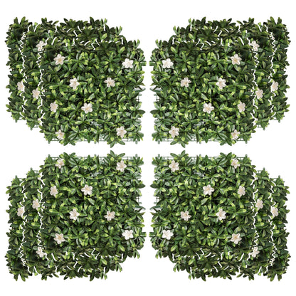 Outsunny 12PCS Artificial Boxwood Wall Panels 50cm x 50cm Rhododendron Privacy Fence Screen Faux Hedge Greenery Backdrop for Home Garden Backyard Balcony