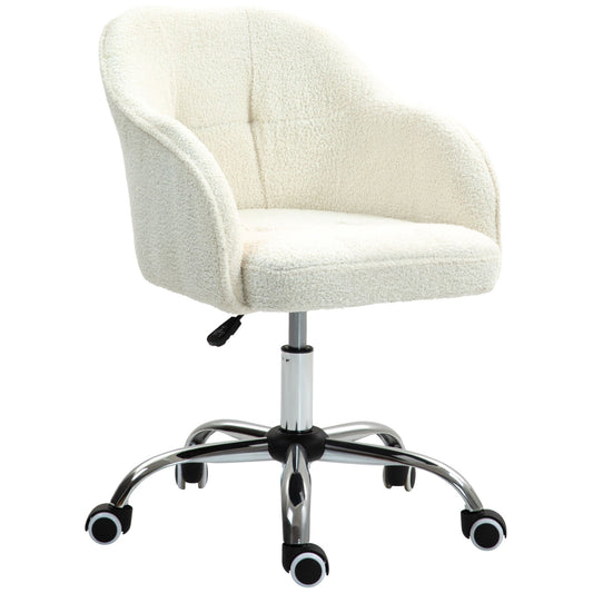 HOMCOM 46-56 cm Teddy Fleece Office Chair - Cream