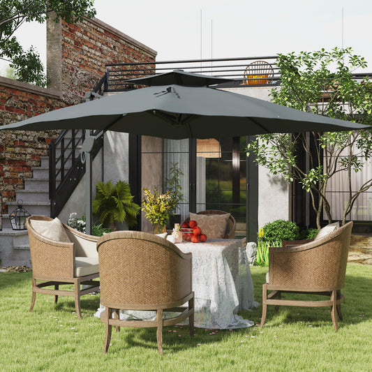 Outsunny 3m gruby materiałowy parasol ogrodowy z podstawą krzyżową - szary