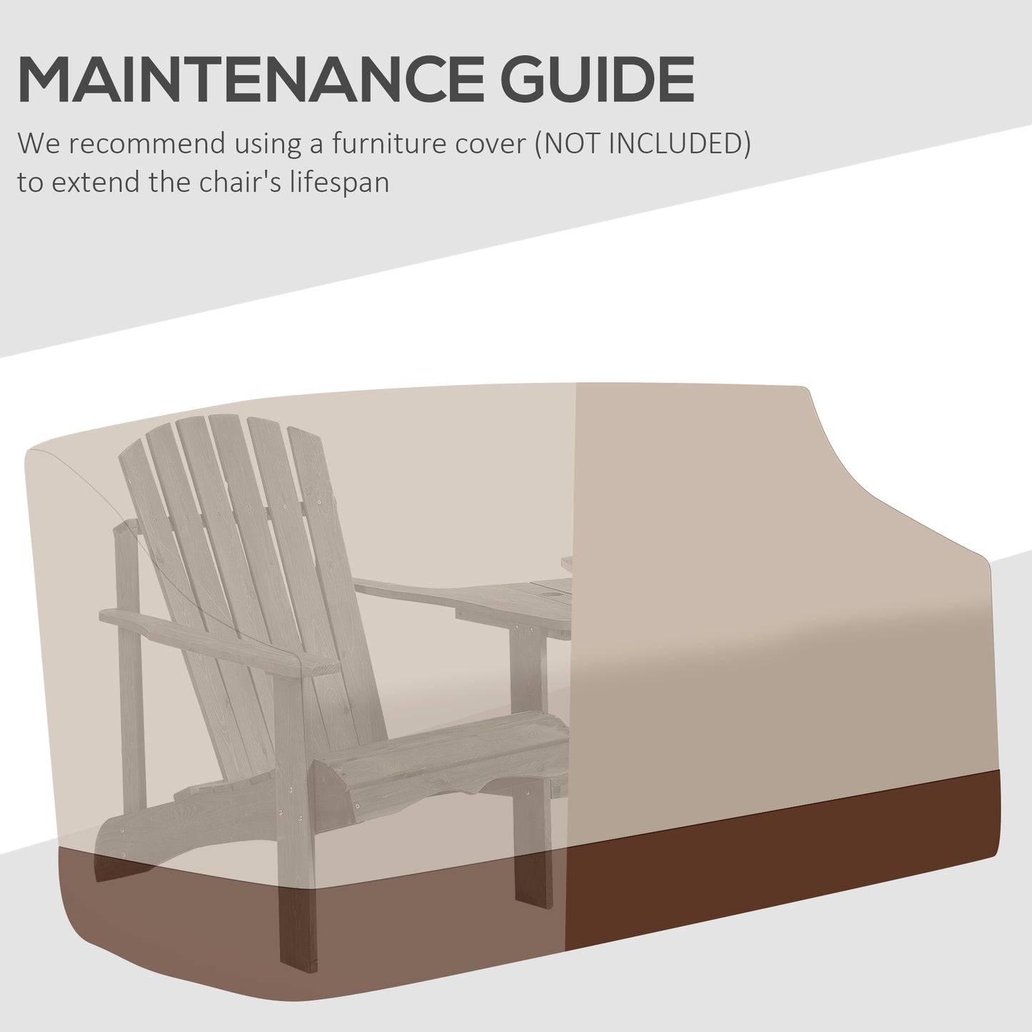 Drewniana sofa ogrodowa Outsunny Double Adirondack Chairs z podwójnymi krzesłami, stolikiem centralnym i otworem na parasol, meble ogrodowe do wypoczynku i relaksu, kolor szary