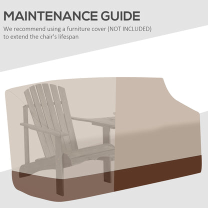 Drewniana sofa ogrodowa Outsunny Double Adirondack Chairs z podwójnymi krzesłami, stolikiem centralnym i otworem na parasol, meble ogrodowe do wypoczynku i relaksu, kolor szary