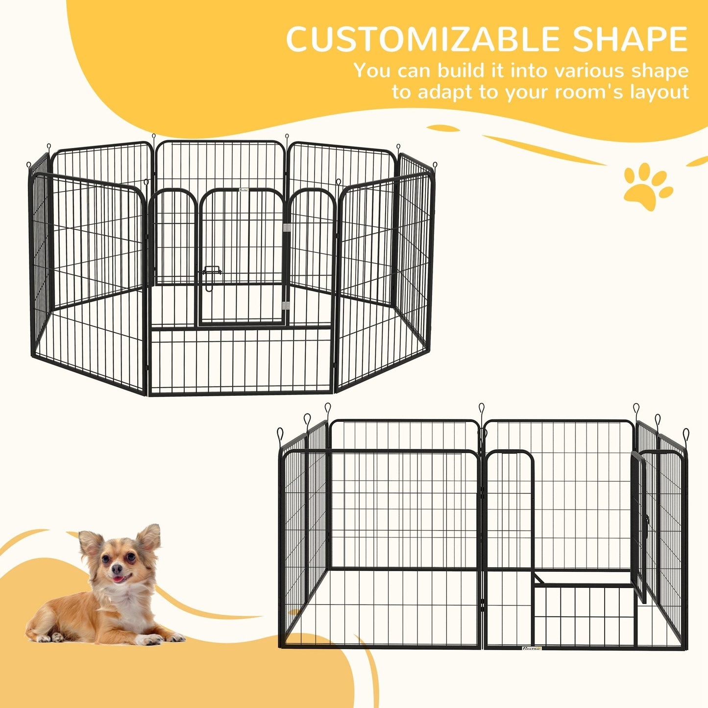 PawHut 8 Panels Heavy Duty Puppy Playpen, for Small and Medium Dogs, Indoor and Outdoor Use - Black