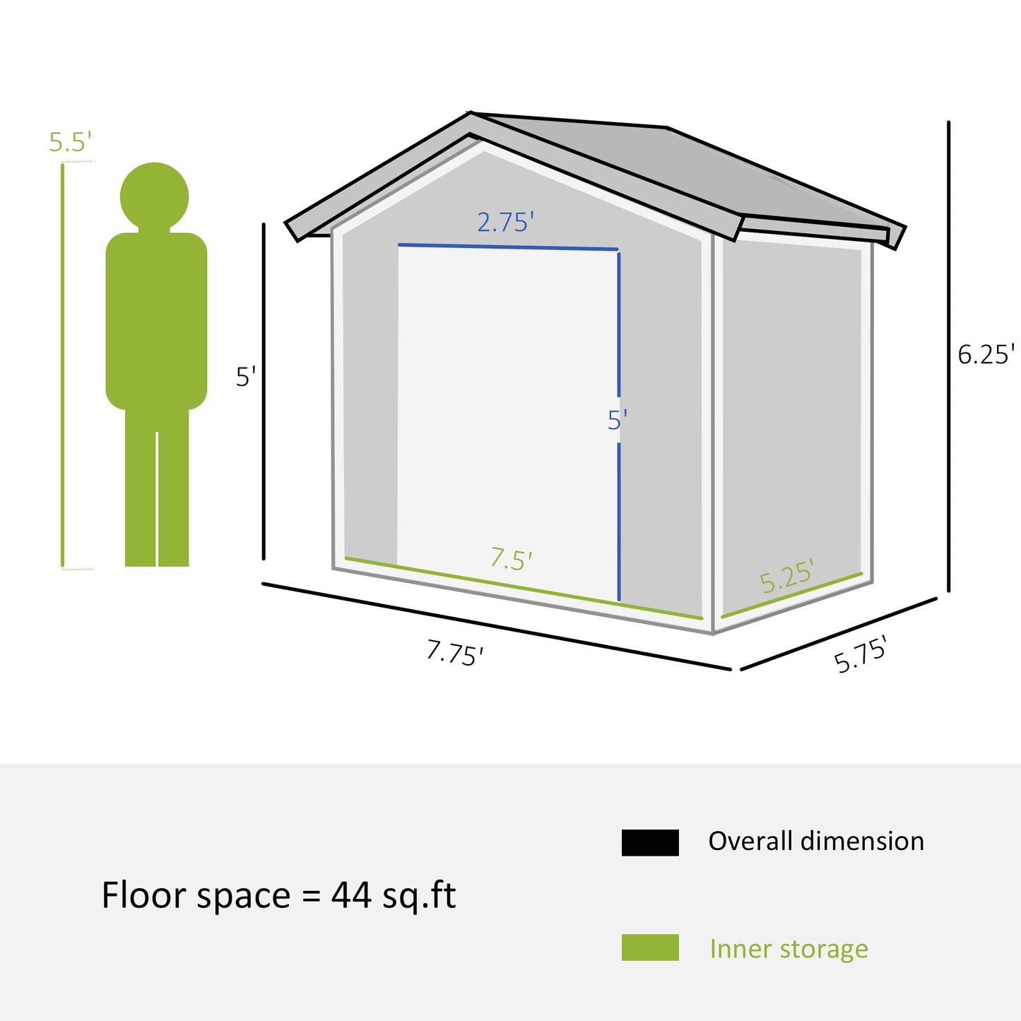 Outsunny 8 x 6ft Outdoor Garden Storage Shed, Metal Tool House with Ventilation and Sliding Doors, Light Grey