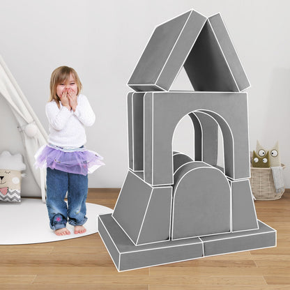 8-Piece Modular Kids Play Couch with Machine-washable Covers-Grey